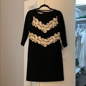 Maggie London, size 2, black dress w/ white lace